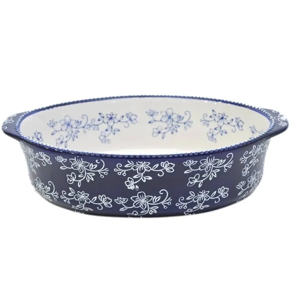 Floral Ceramic Baking Dish temp-tations 3 qt shallow casserole dish
